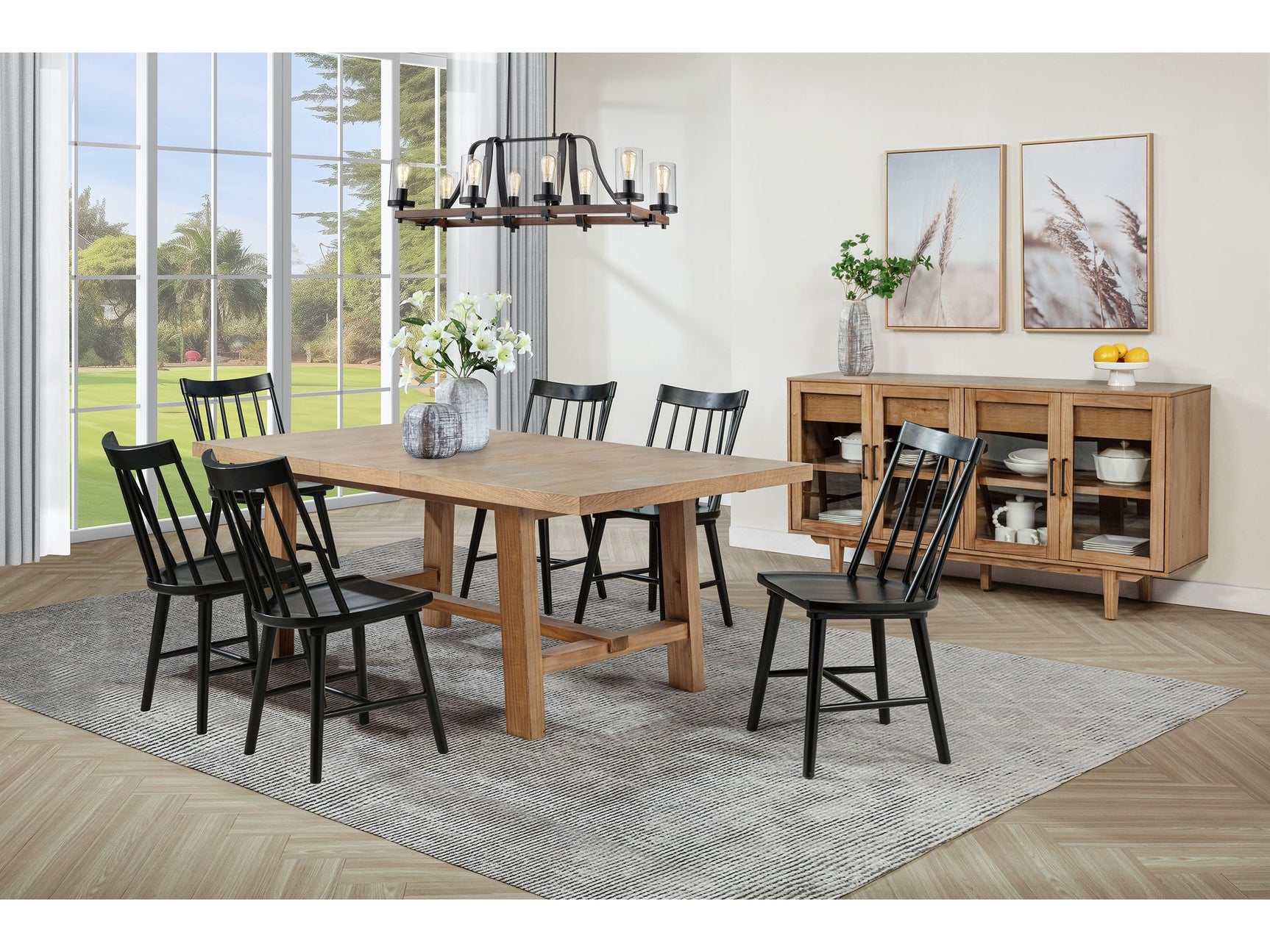 Middleton Brown and Black 7-piece Extension Leaf Dining Set - Ornate Home