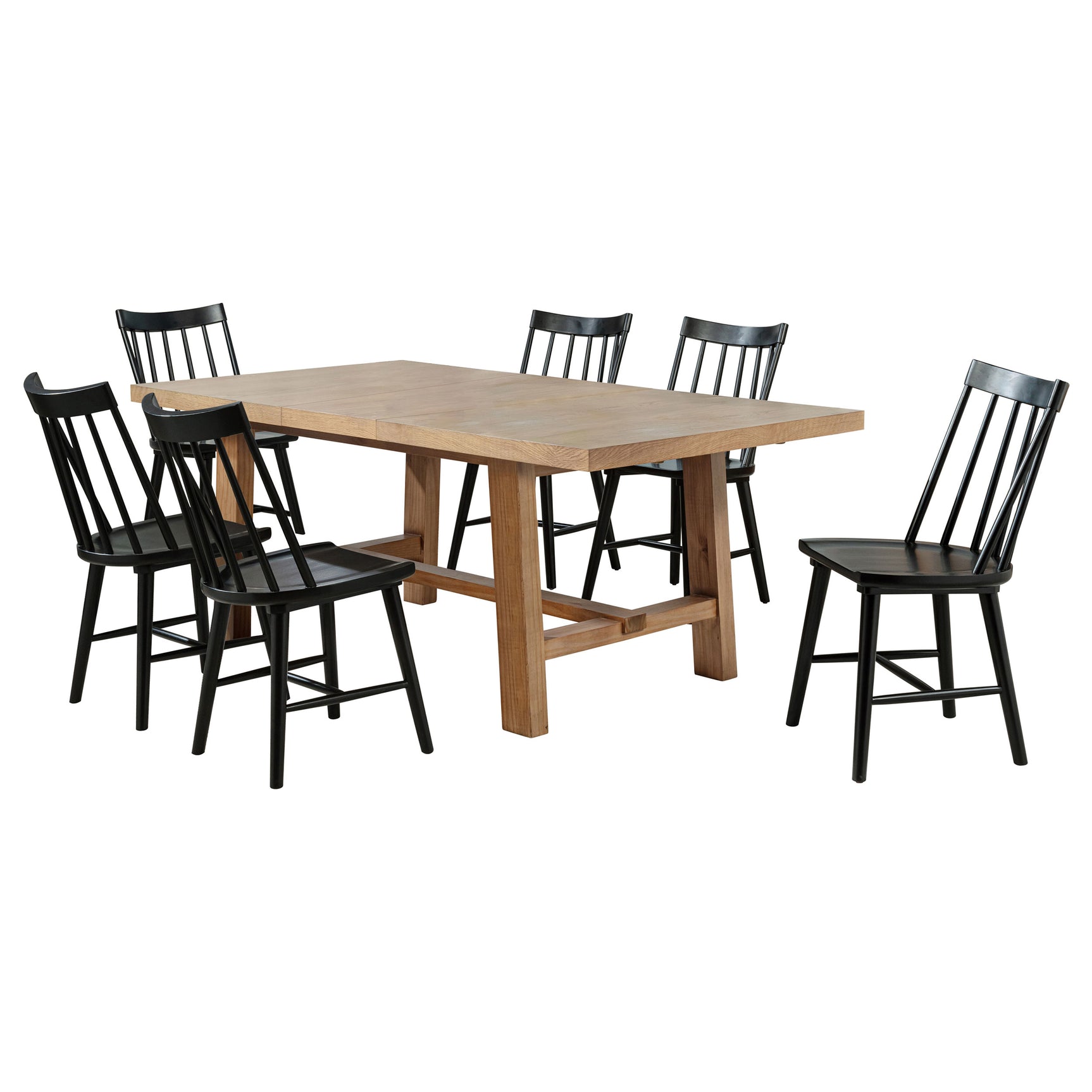Middleton Brown and Black 7-piece Extension Leaf Dining Set - Ornate Home