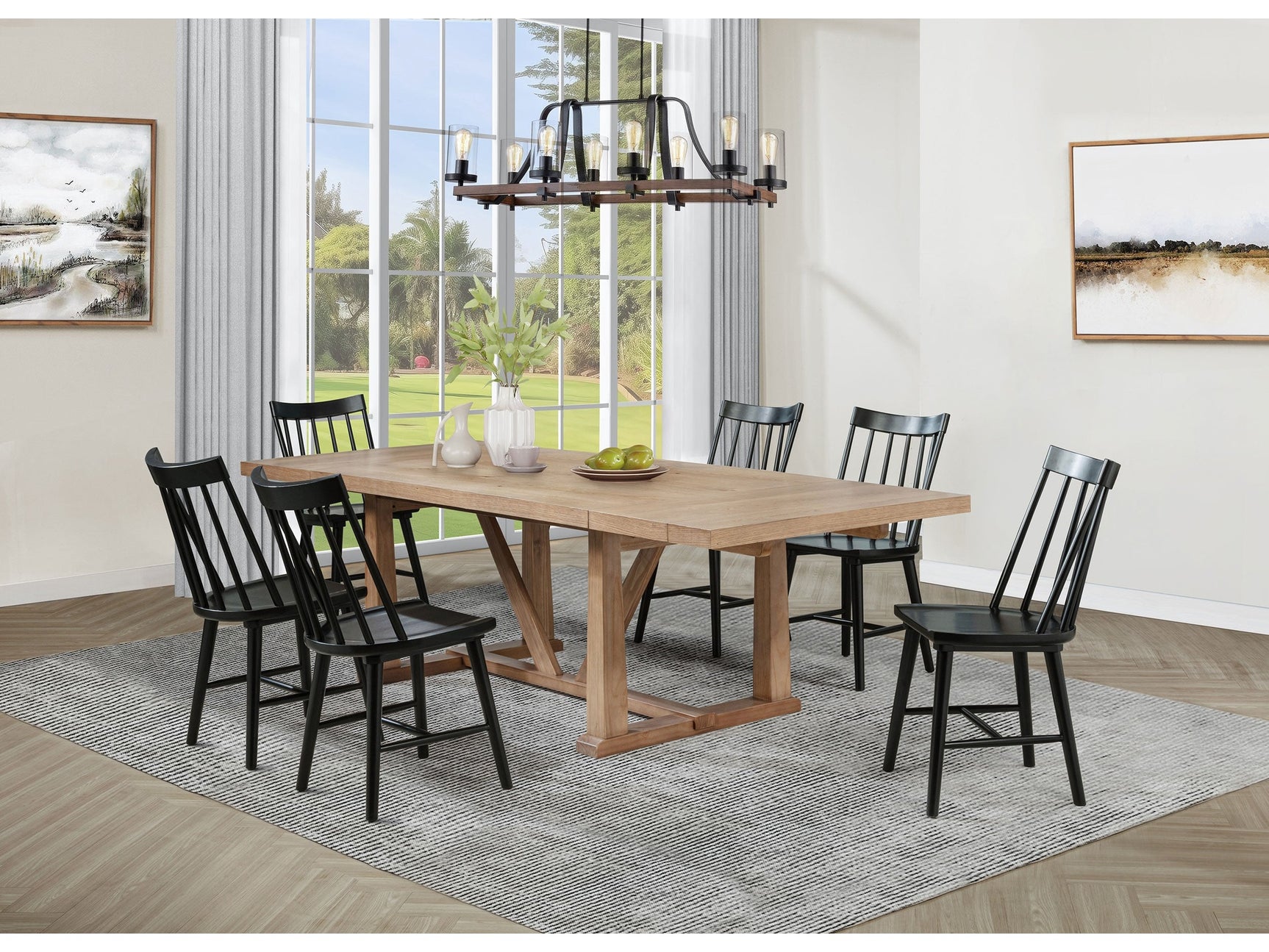 Middleton Brown and Black 7-piece Extension Leaf Dining Set - Ornate Home