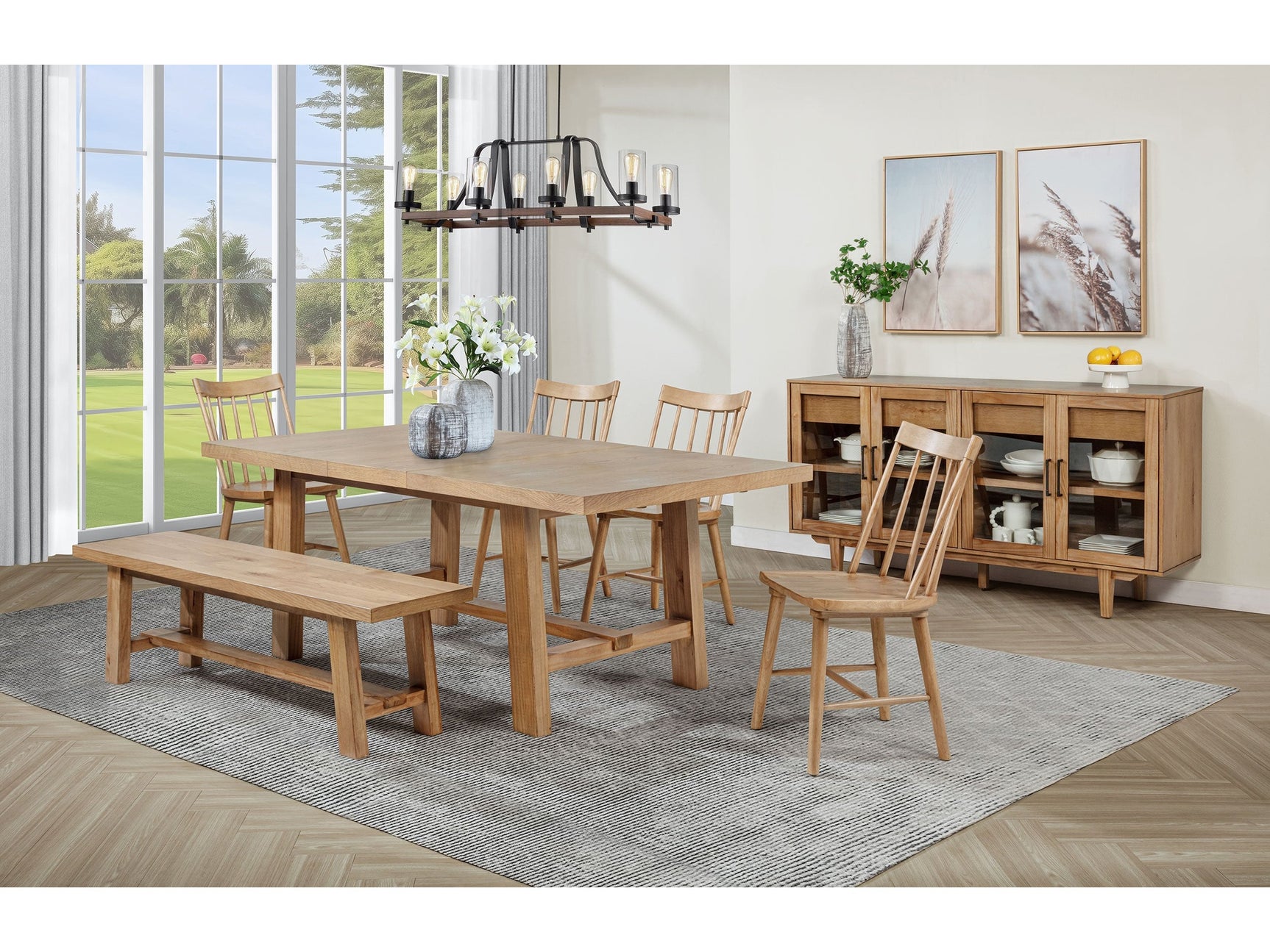 Middleton Natural Brown 6-piece Extension Leaf Dining Set - Ornate Home