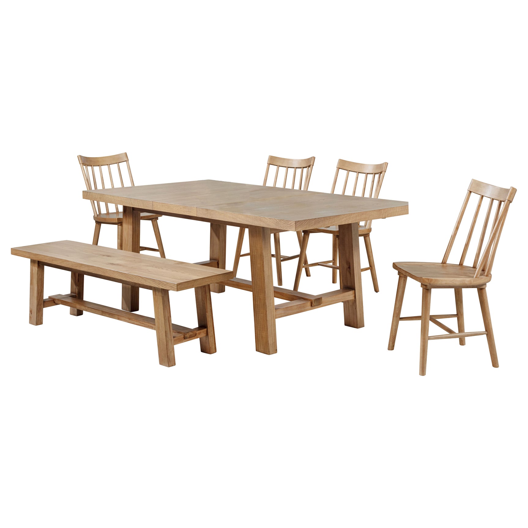 Middleton Natural Brown 6-piece Extension Leaf Dining Set - Ornate Home