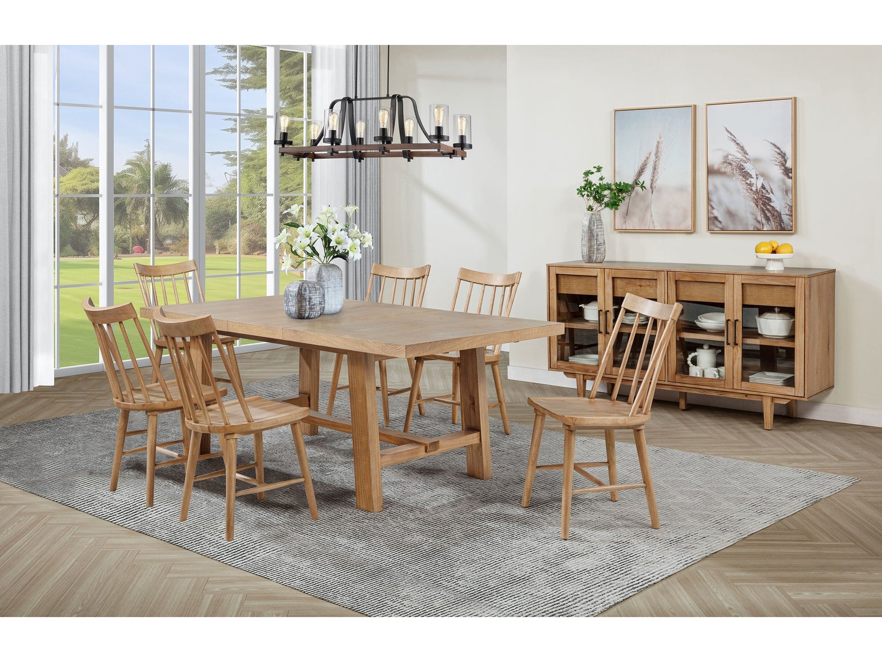 Middleton Natural Brown 7-piece Extension Leaf Dining Set - Ornate Home