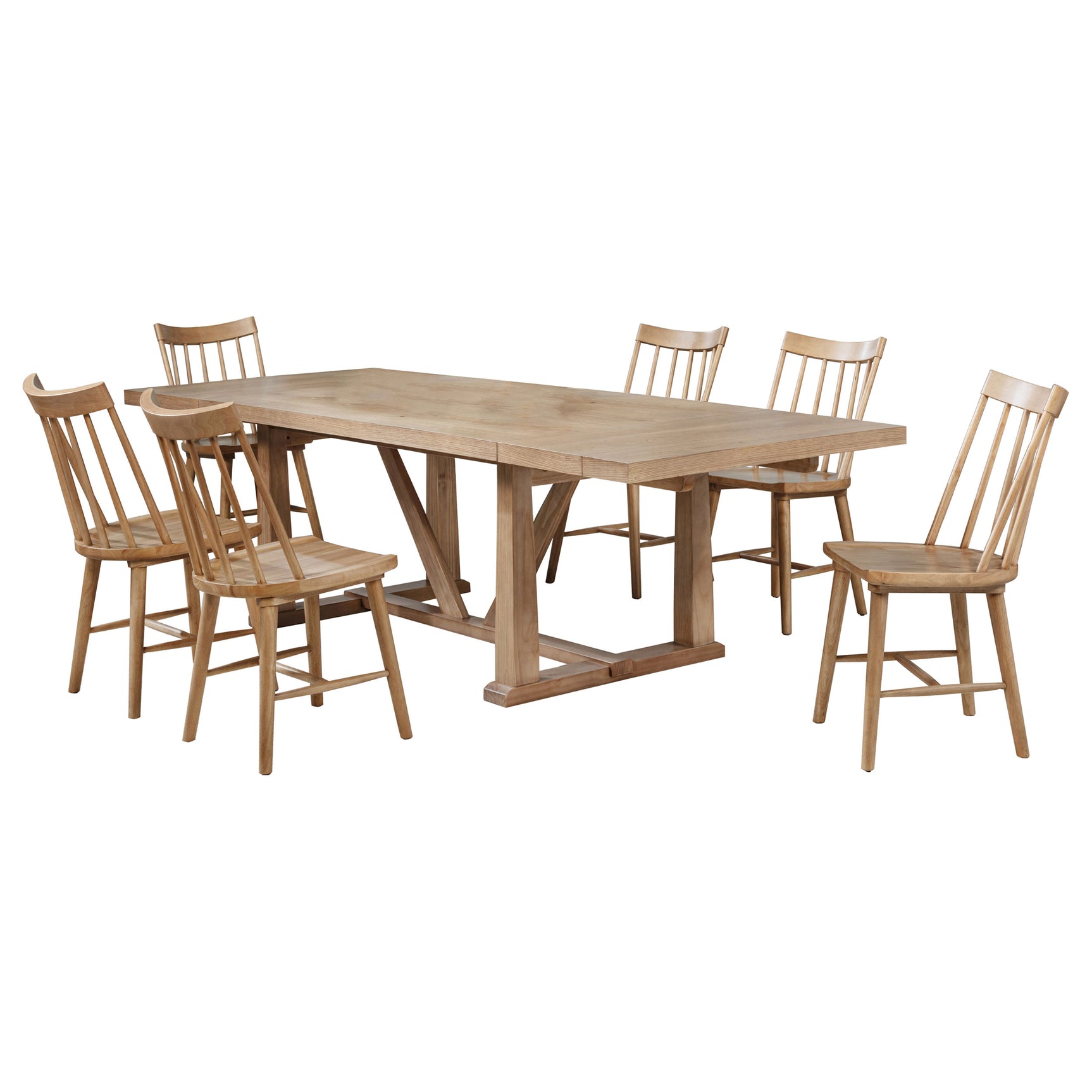 Middleton Natural Brown 7-piece Extension Leaf Dining Set - Ornate Home