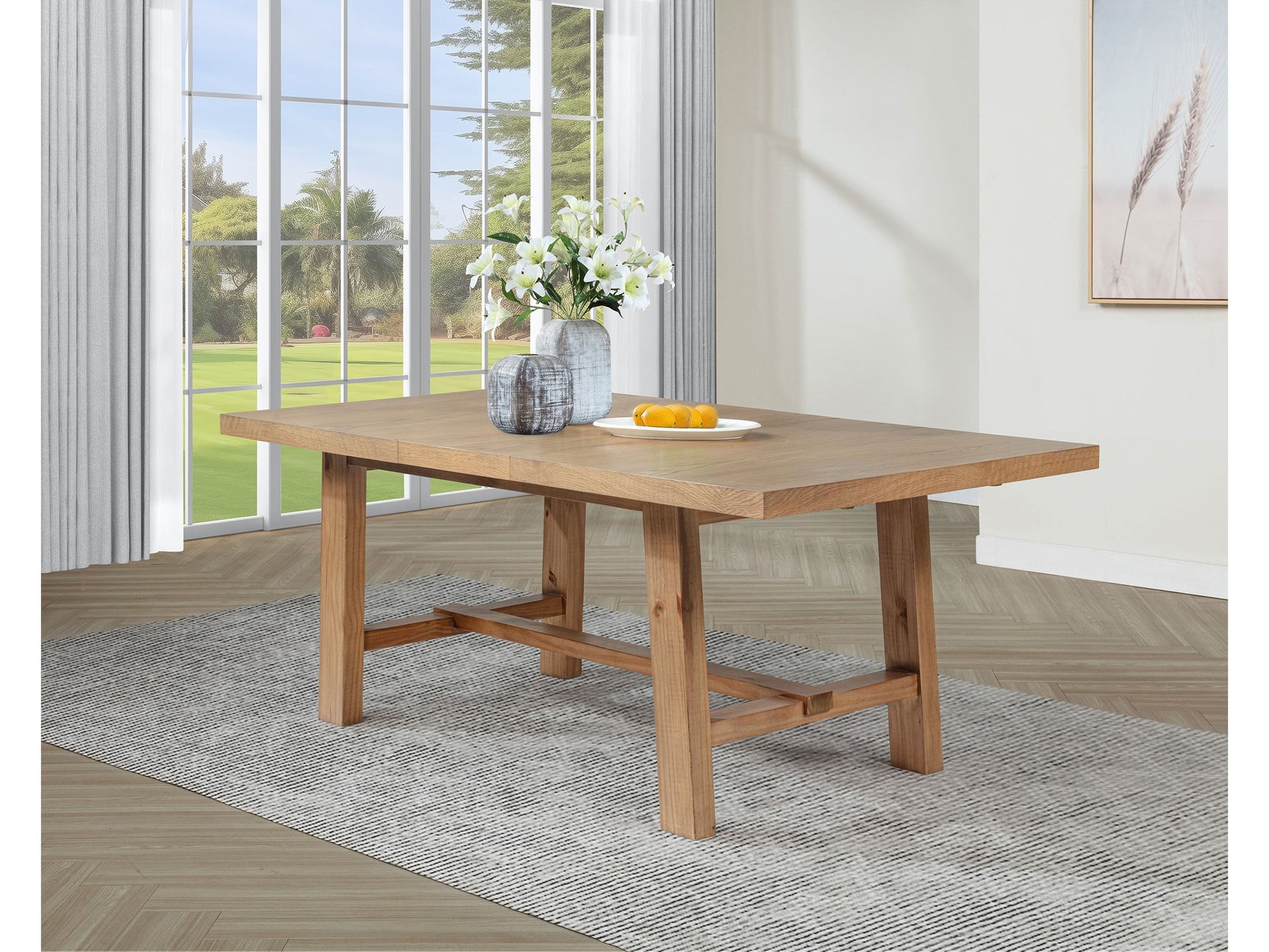 Middleton Natural Brown 76-inch Extension Leaf Dining Table - Ornate Home