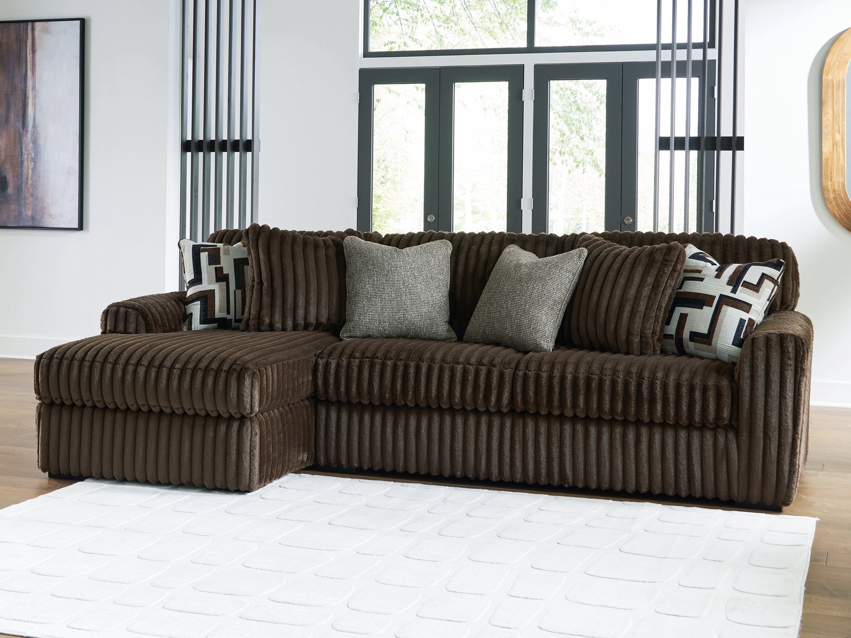 Midnight-Madness Chocolate 2-Piece Sectional Sofa with Chaise (Online Special Price) - Ornate Home