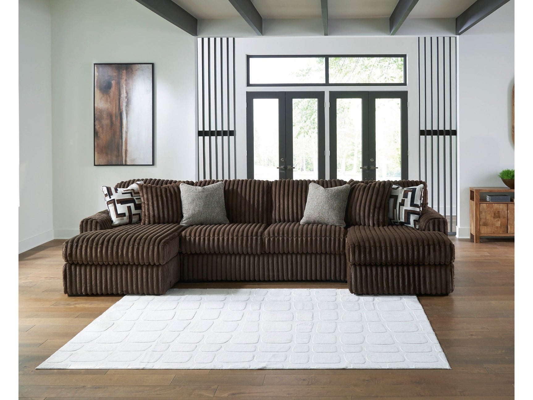 Midnight-Madness Chocolate 3-Piece Sectional with Chaise (Online Special Price) - Ornate Home