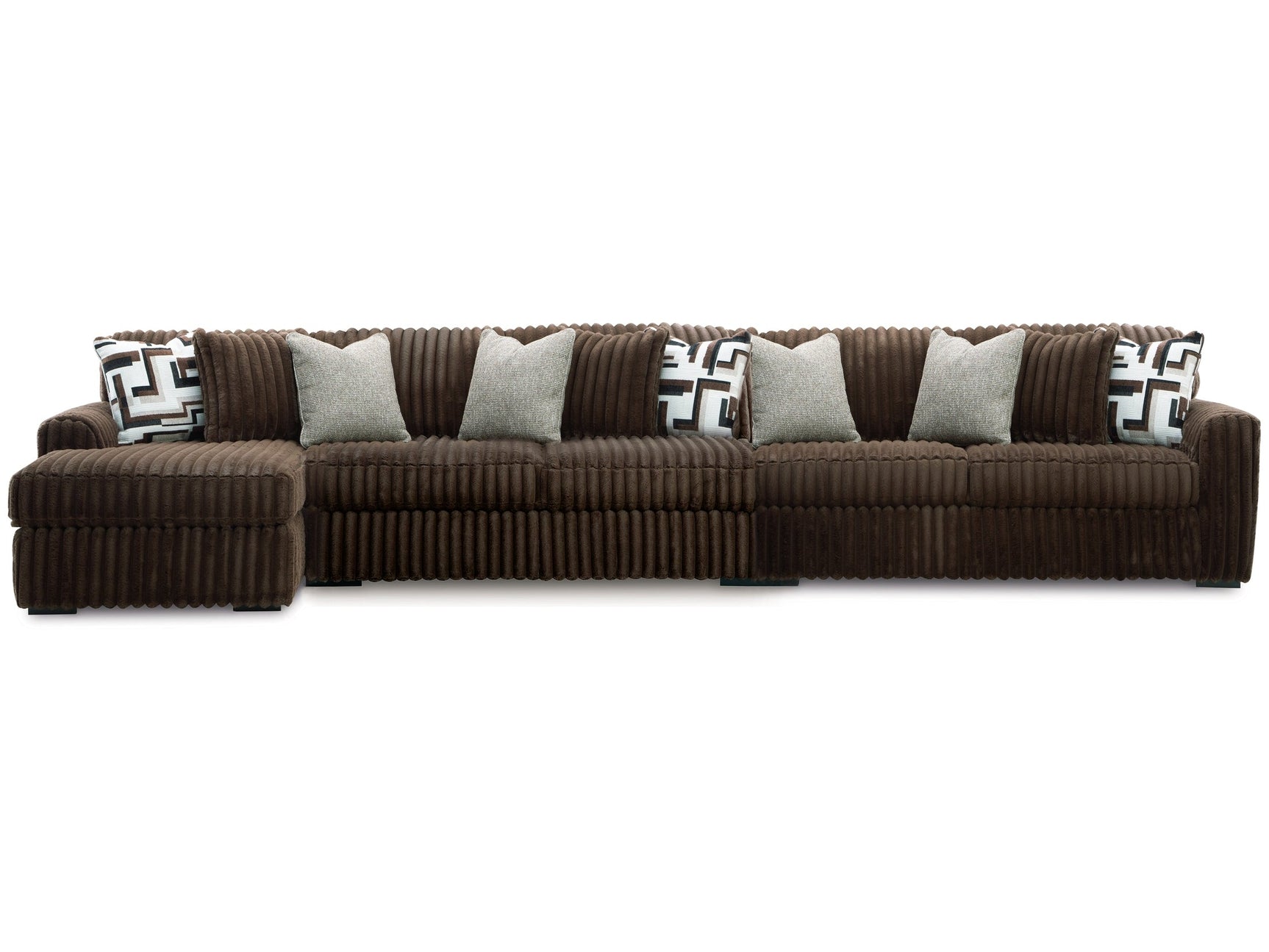 Midnight-Madness Chocolate 3-Piece Sectional with Chaise (Online Special Price) - Ornate Home