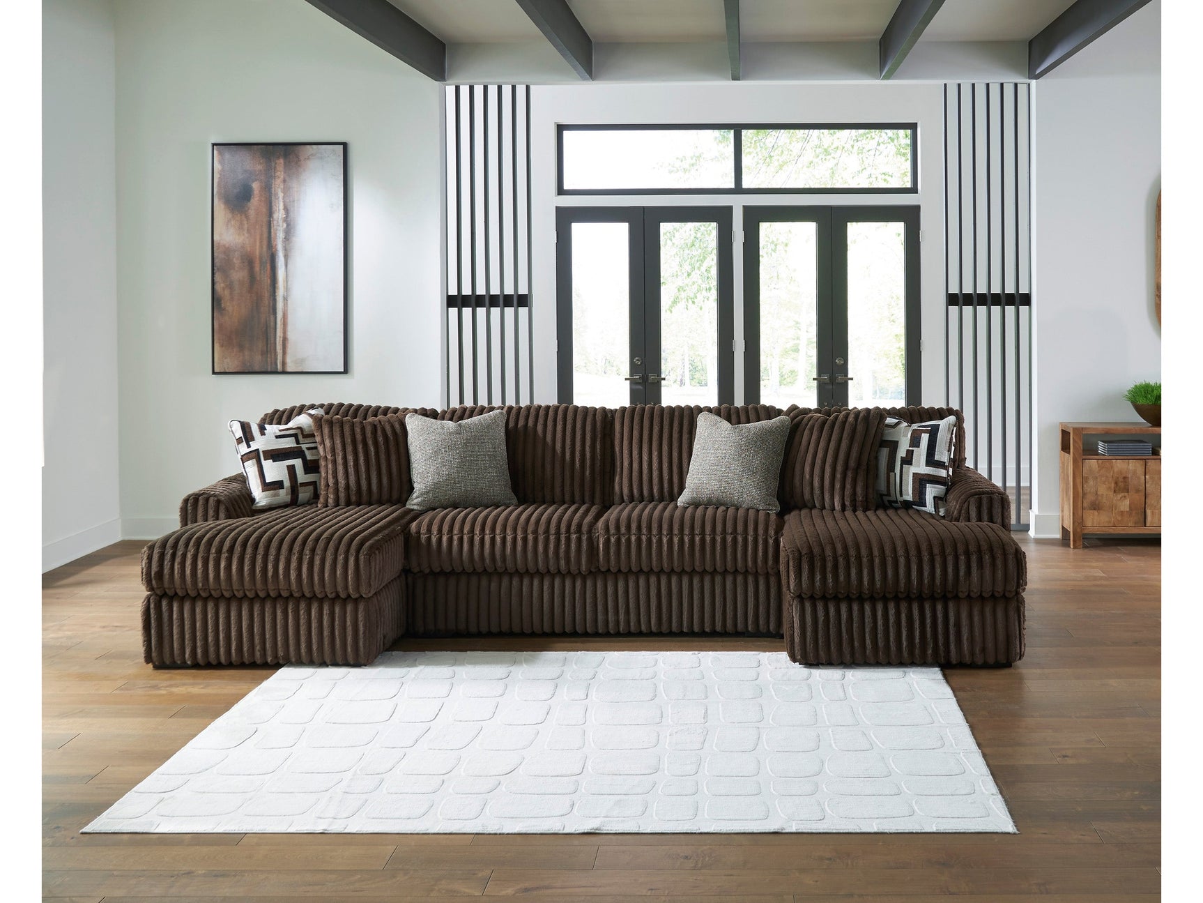 Midnight-Madness Chocolate 3-Piece Sectional with Chaise - Ornate Home