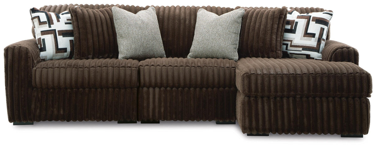 Midnight-Madness Chocolate 3-Piece Sectional with Chaise - Ornate Home