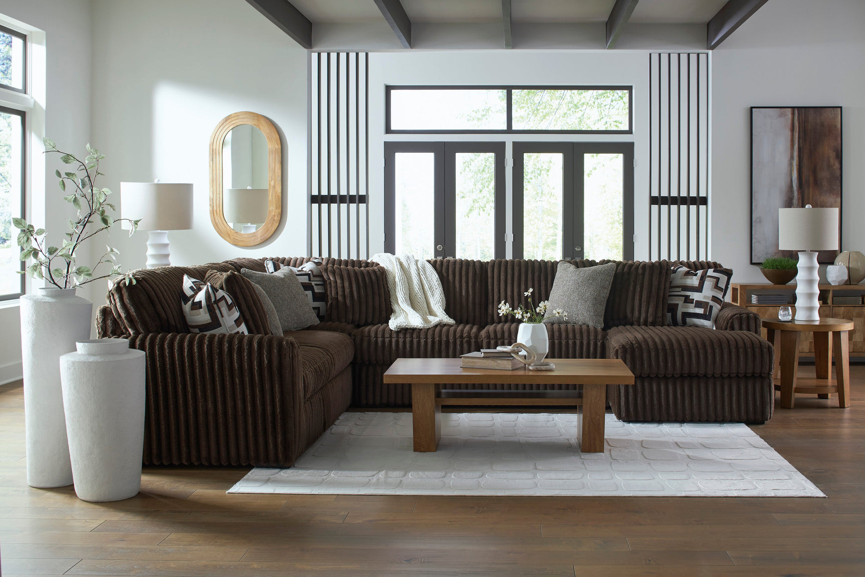 Midnight-Madness Chocolate 4-Piece RAF Sectional with Chaise (Online Special Price) - Ornate Home
