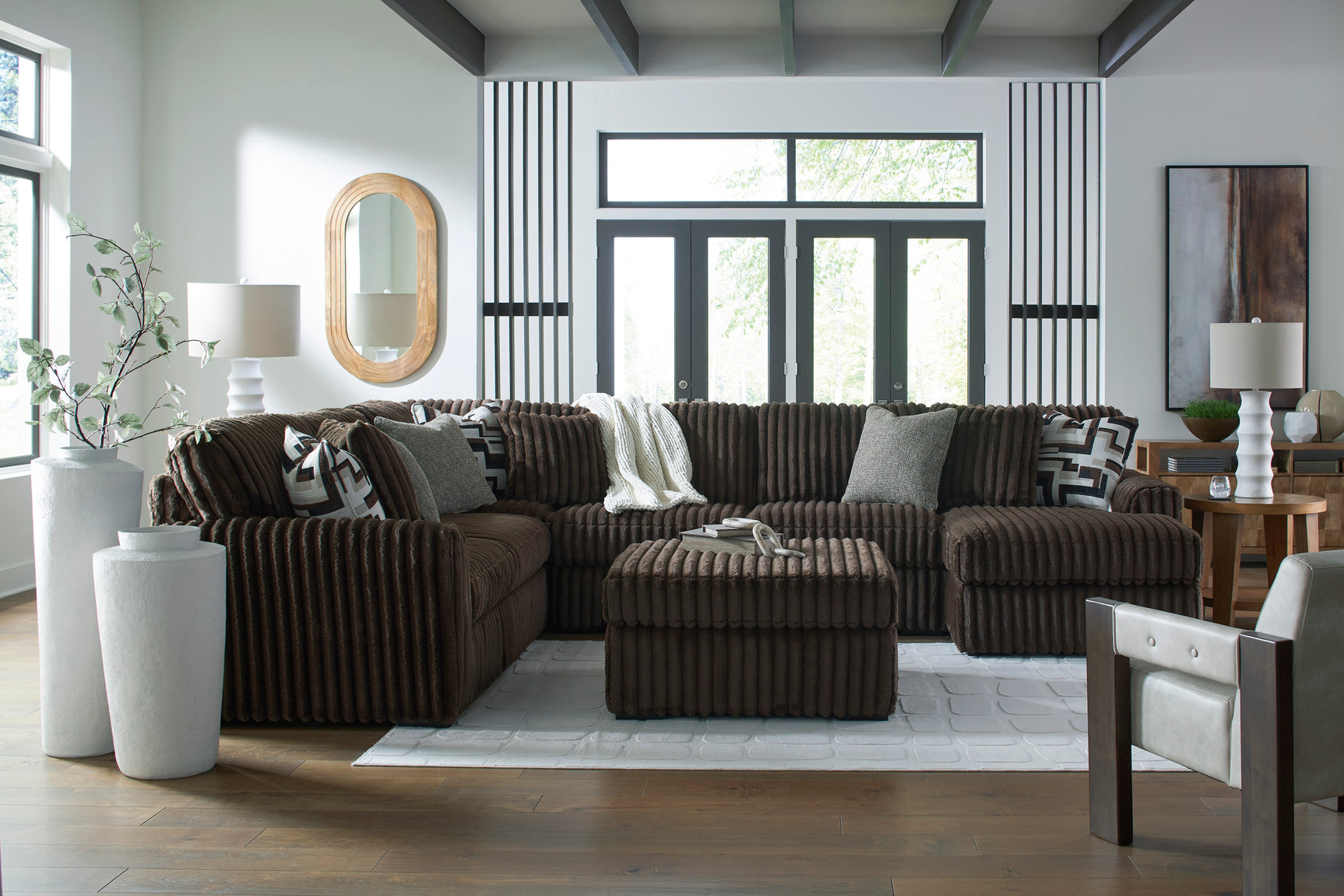 Midnight-Madness Chocolate 4-Piece RAF Sectional with Chaise - Ornate Home