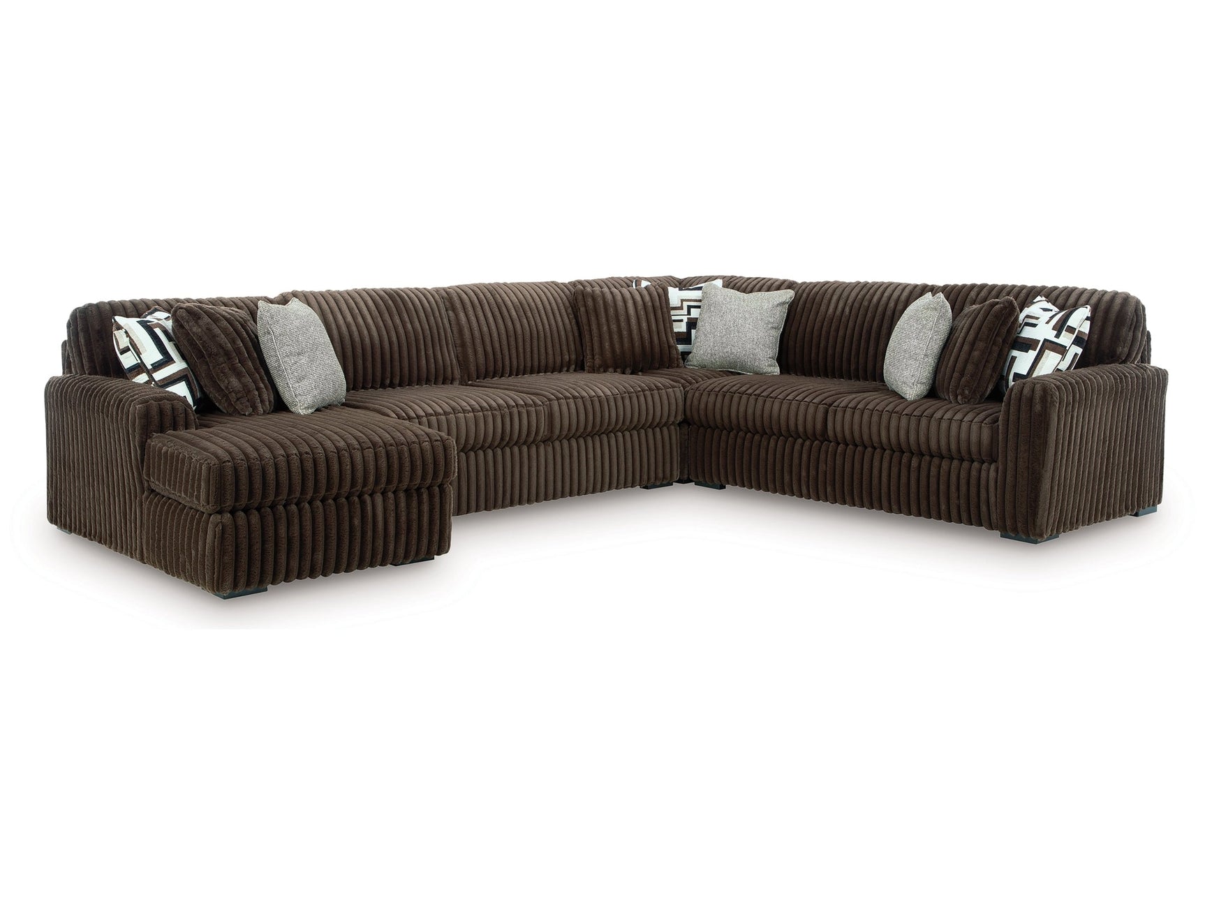 Midnight-Madness Chocolate 4-Piece Sectional with Chaise (Online Special Price) - Ornate Home
