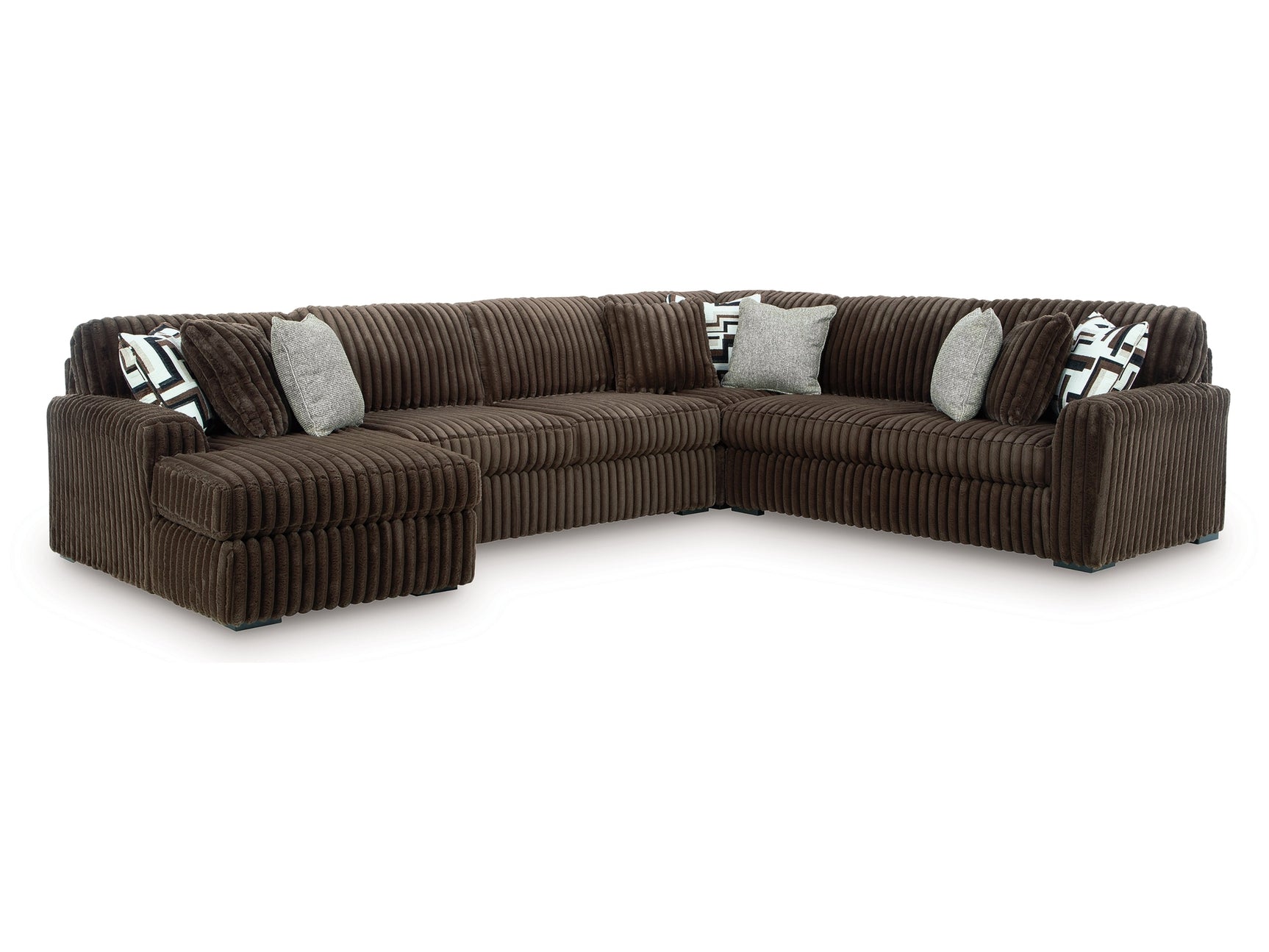 Midnight-Madness Chocolate 4-Piece Sectional with Chaise - Ornate Home