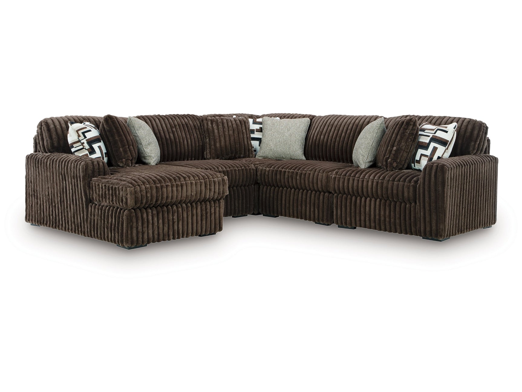 Midnight-Madness Chocolate 5-Piece Sectional with Left Chaise - Ornate Home