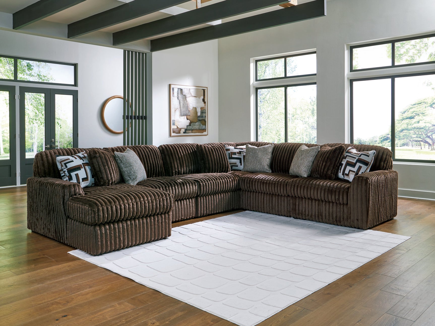 Midnight-Madness Chocolate 6-Piece Sectional with Left Chaise (Online Special Price) - Ornate Home