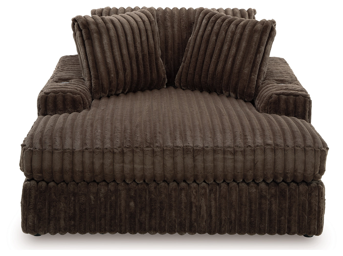 Midnight-Madness Chocolate Loveseat, Oversized Chaise and Ottoman (Online Special Price) - Ornate Home