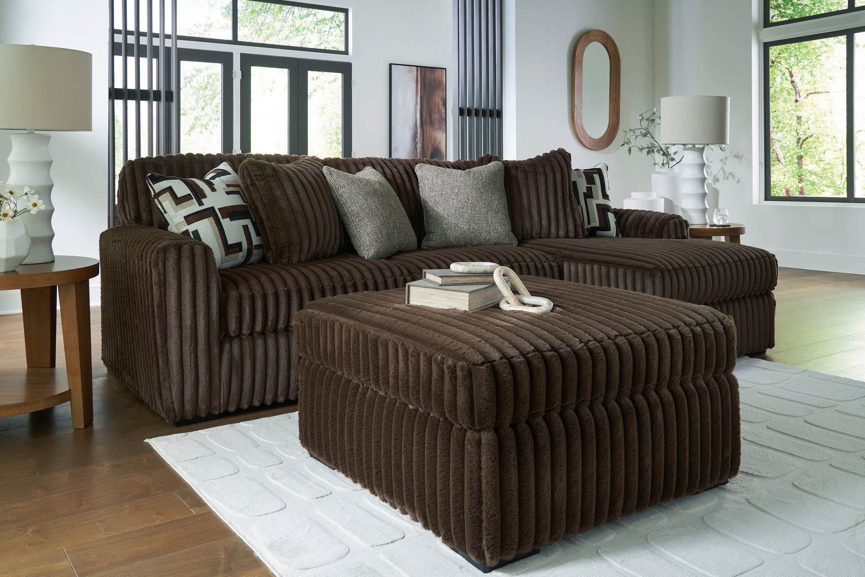 Midnight-Madness Chocolate Oversized Accent Ottoman - Ornate Home