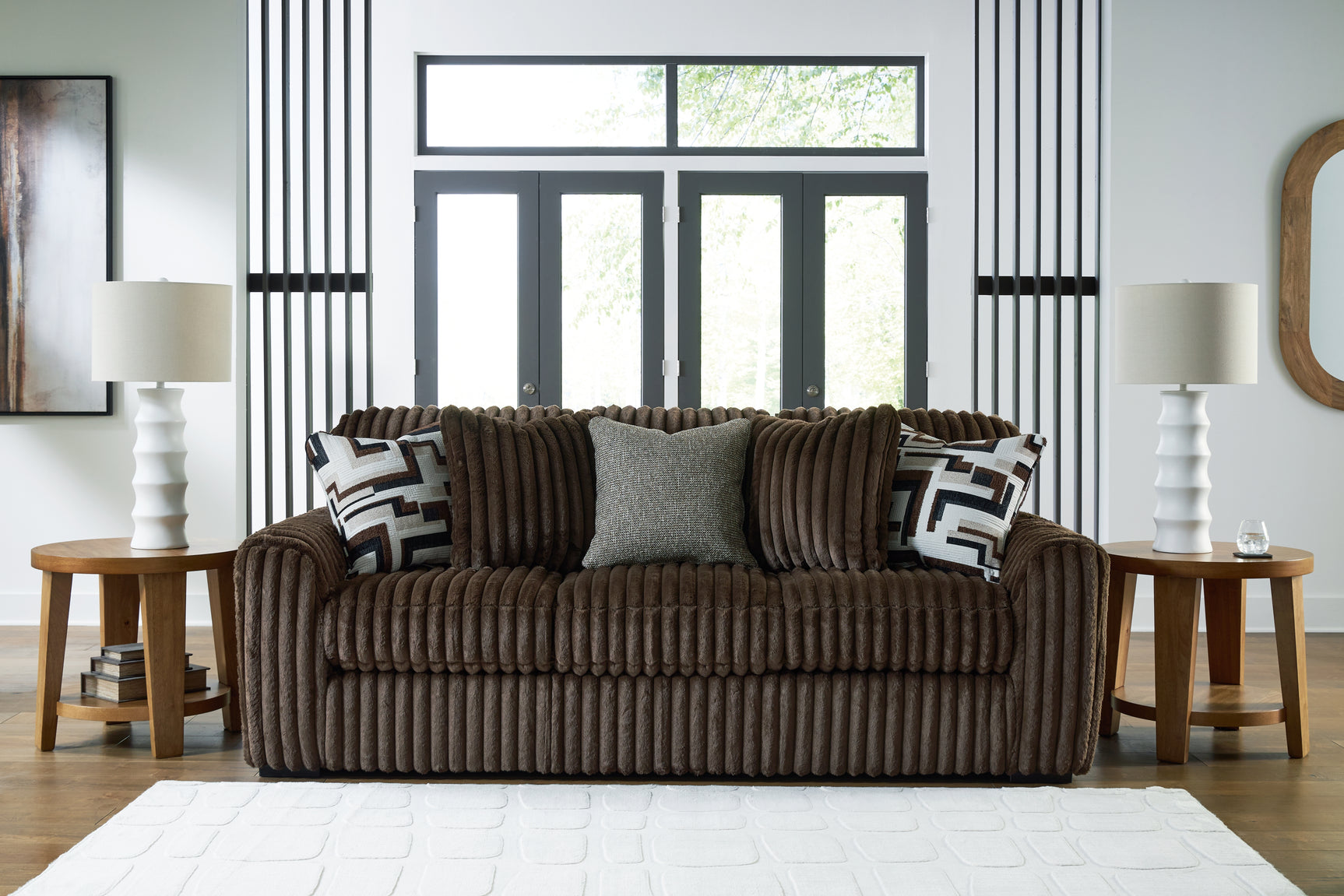 Midnight-Madness Chocolate Sofa, Oversized Chair and Accent Ottoman (Online Special Price) - Ornate Home
