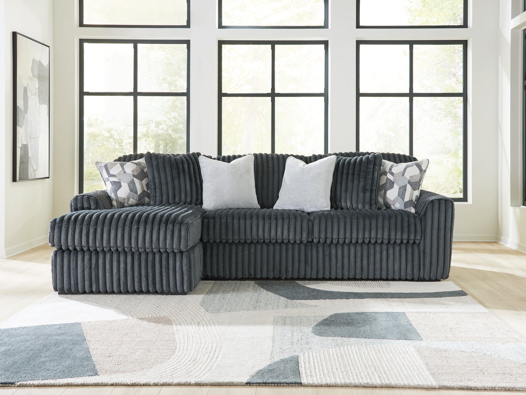 Midnight-Madness Gunmetal 2-Piece Sectional Sofa Chaise (Online Special Price) - Ornate Home