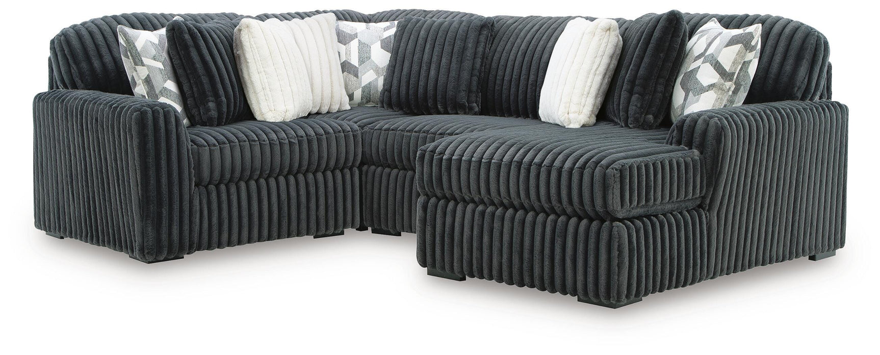Midnight-Madness Gunmetal 4 Pc Sectional with Chaise