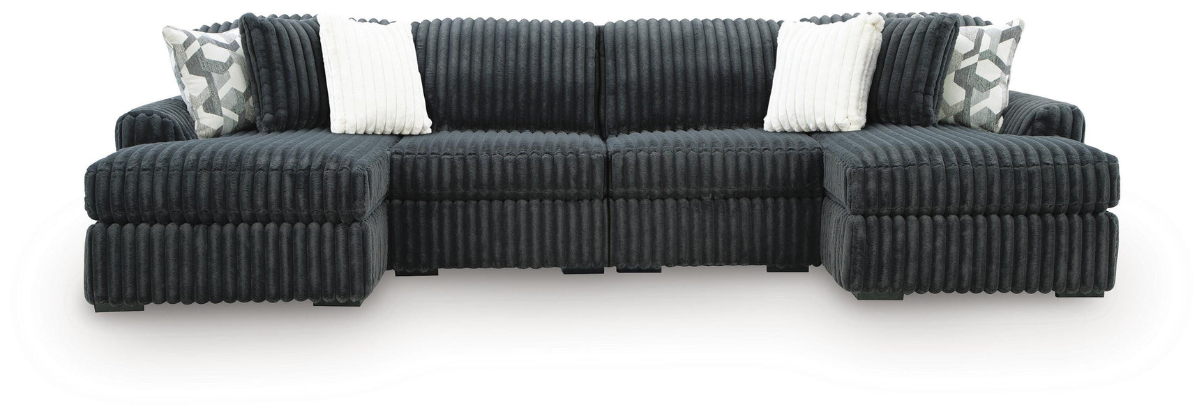 Midnight-Madness Gunmetal 4-Piece Double Chaise Sectional (Online Special Price)