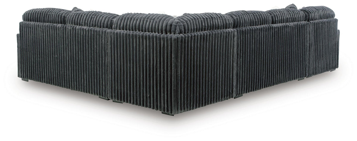 Midnight-Madness Gunmetal 4-Piece Sectional and Ottoman - Ornate Home