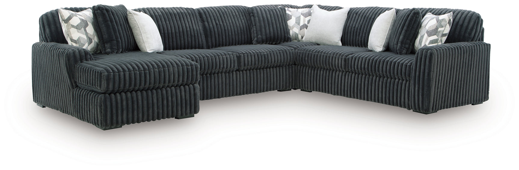 Midnight-Madness Gunmetal 4-Piece Sectional with Chaise (Online Special Price) - Ornate Home