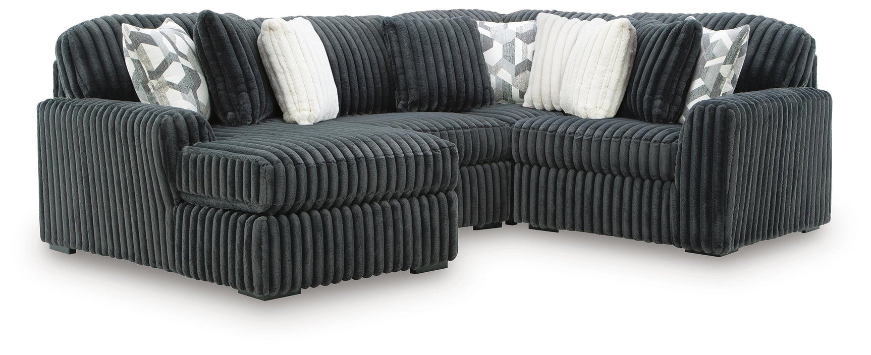 Midnight-Madness Gunmetal 4-Piece Sectional with LAF Chaise
