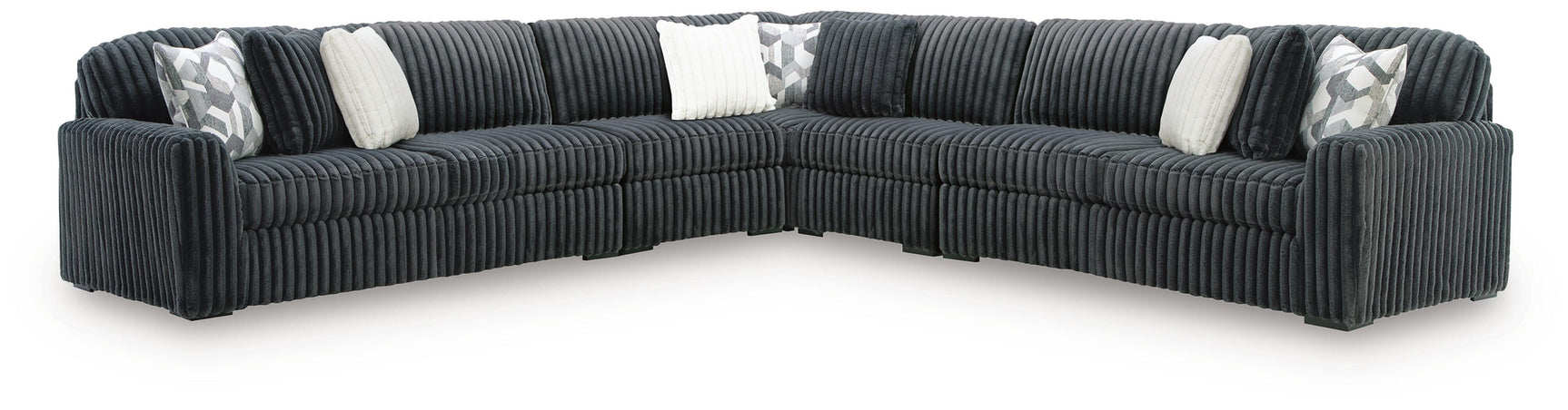 Midnight-Madness Gunmetal 5 Pc Sectional (Online Special Price)