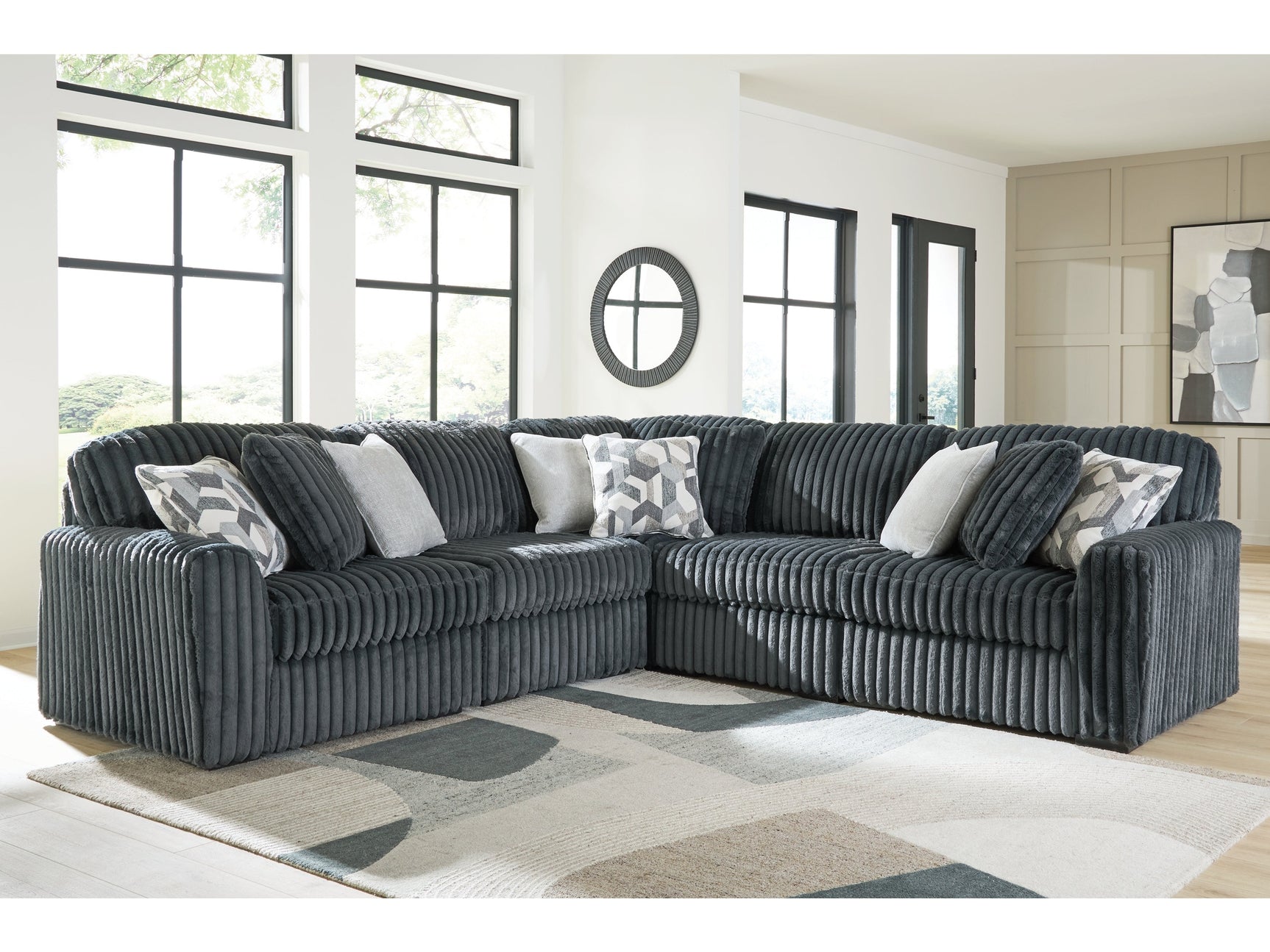 Midnight-Madness Gunmetal 5-Piece Sectional - Ornate Home