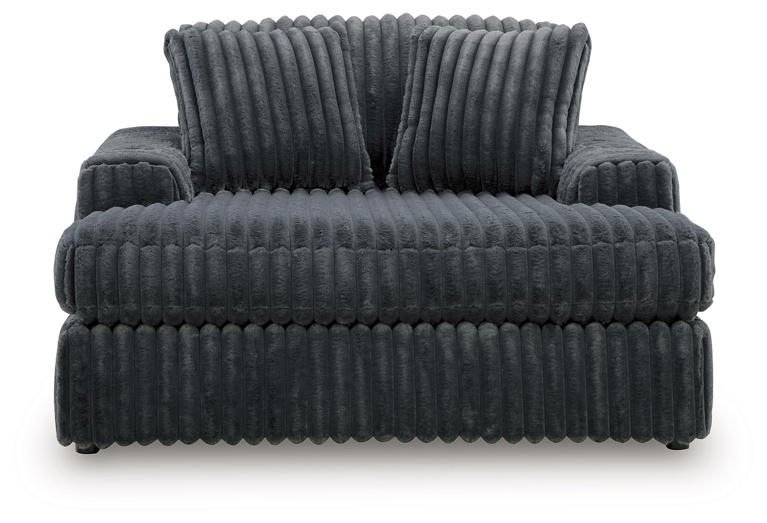 Midnight-Madness Gunmetal Sofa, Loveseat and Oversized Chaise - Ornate Home
