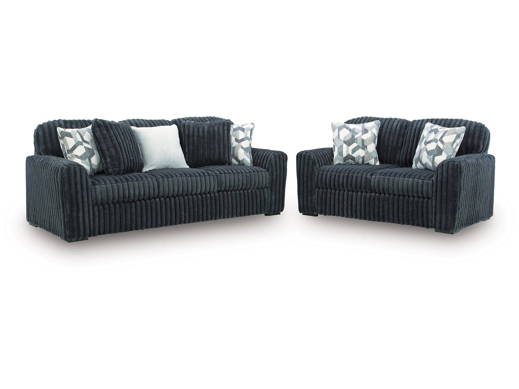 Midnight-Madness Gunmetal Sofa and Loveseat (Online Special Price) - Ornate Home