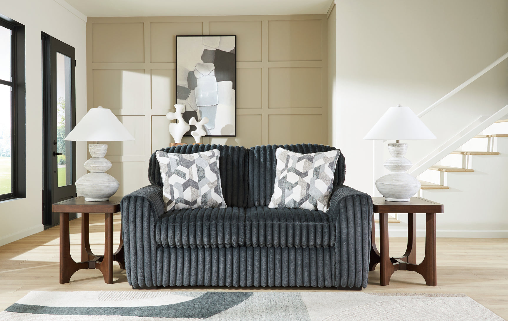 Midnight-Madness Gunmetal Sofa and Loveseat - Ornate Home