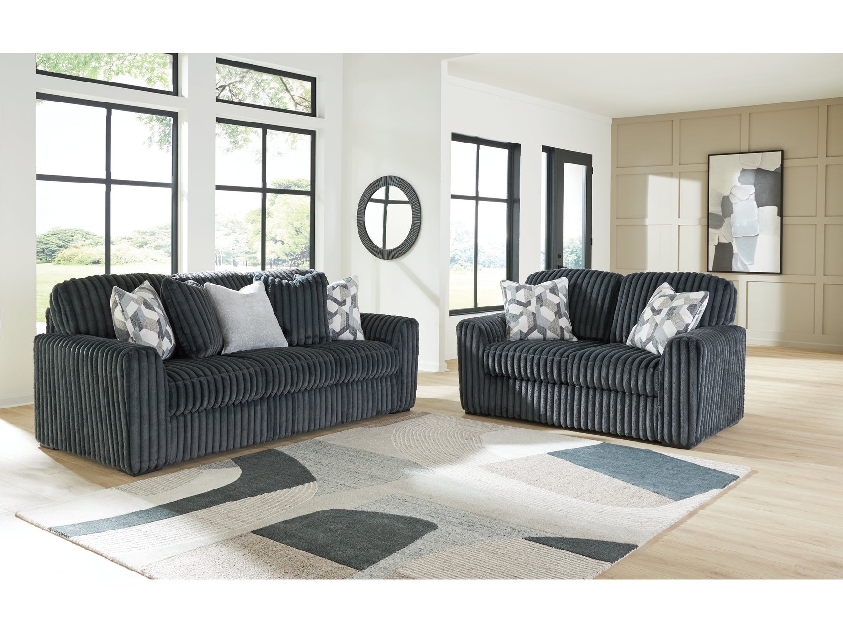 Midnight-Madness Gunmetal Sofa and Loveseat - Ornate Home