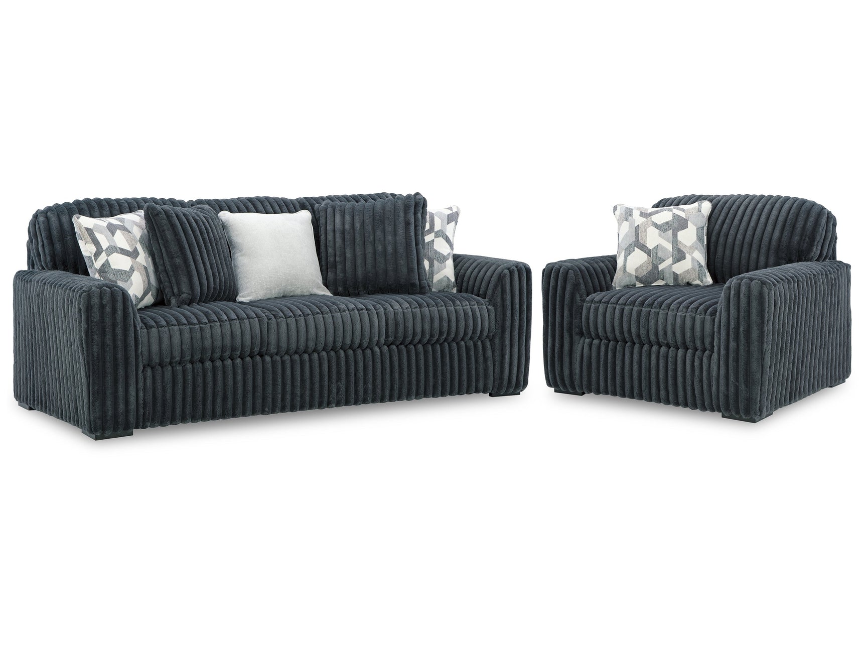 Midnight-Madness Gunmetal Sofa and Oversized Chair (Online Special Price) - Ornate Home