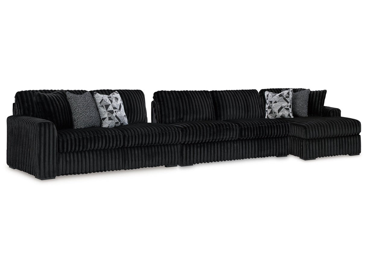 Midnight-Madness Onyx 3-Piece Sectional with Right Chaise - Ornate Home