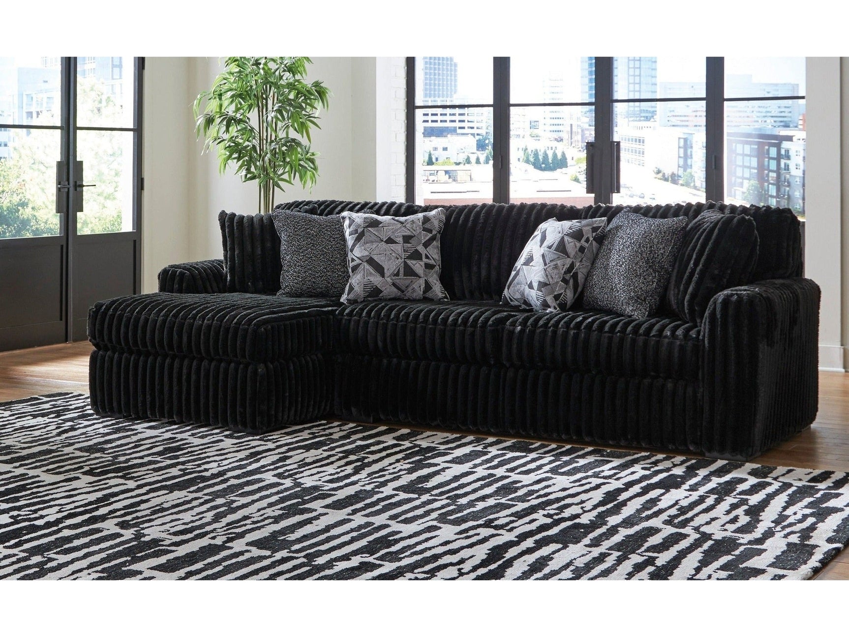 Midnight-Madness Onyx Corduroy 2-Piece LAF Chaise Sectional (Online Special Price) - Ornate Home