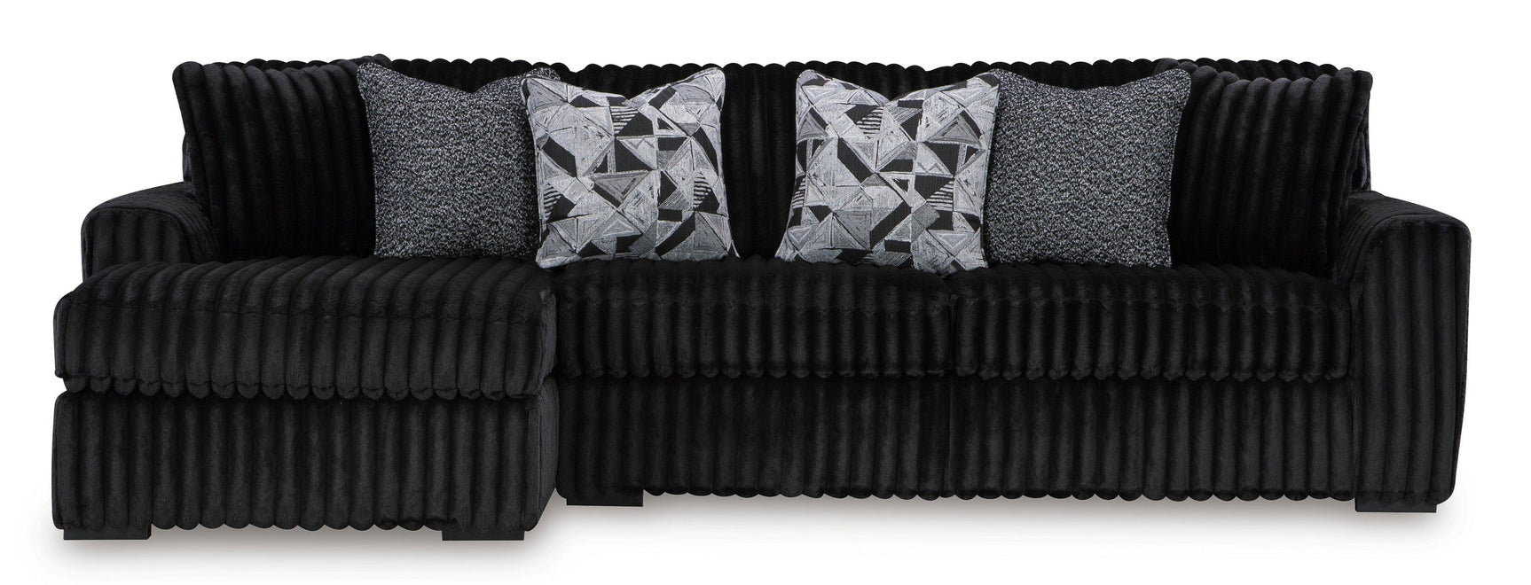 Midnight-Madness Onyx Corduroy 2-Piece LAF Chaise Sectional - Ornate Home
