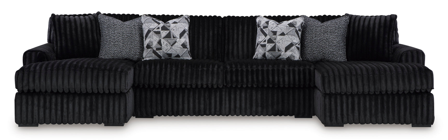 Midnight-Madness Onyx Corduroy 3-Piece Double Chaise Sectional (Online Special Price) - Ornate Home
