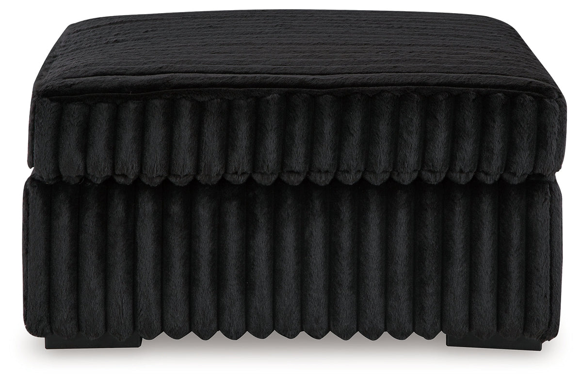 Midnight-Madness Onyx Corduroy Oversized Accent Ottoman - Ornate Home