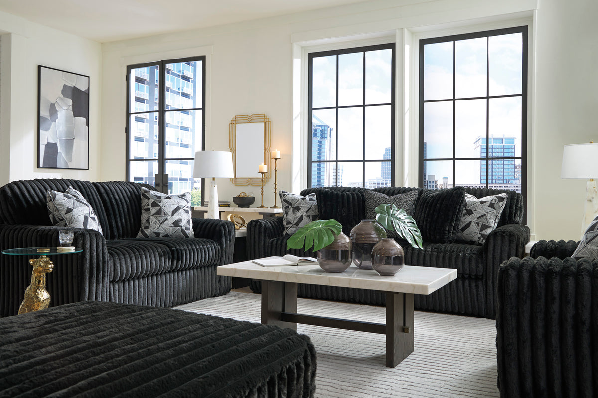Midnight-Madness Onyx Corduroy Sofa - Ornate Home