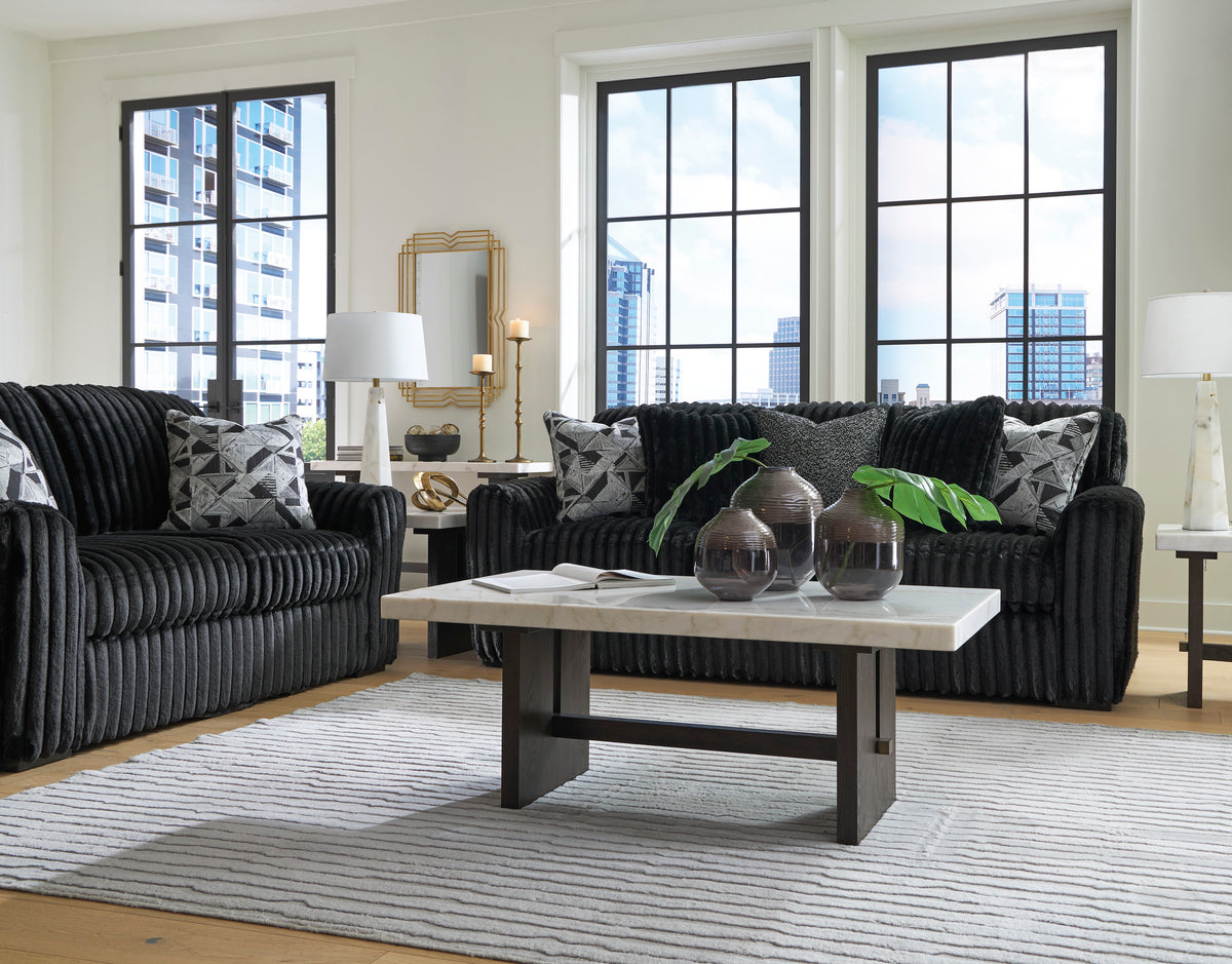 Midnight-Madness Onyx Corduroy Sofa - Ornate Home