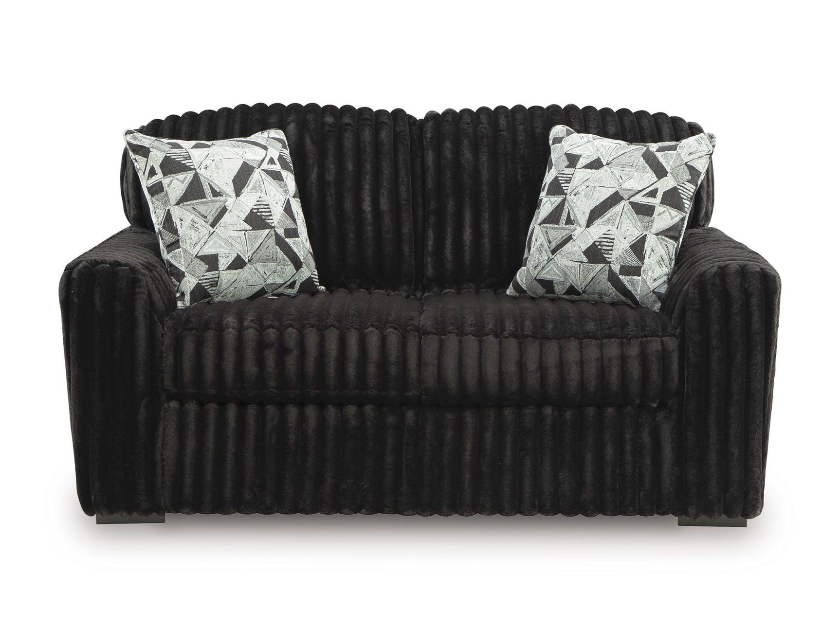 Midnight-Madness Onyx Corduroy Sofa and Loveseat Living Room Set - Ornate Home