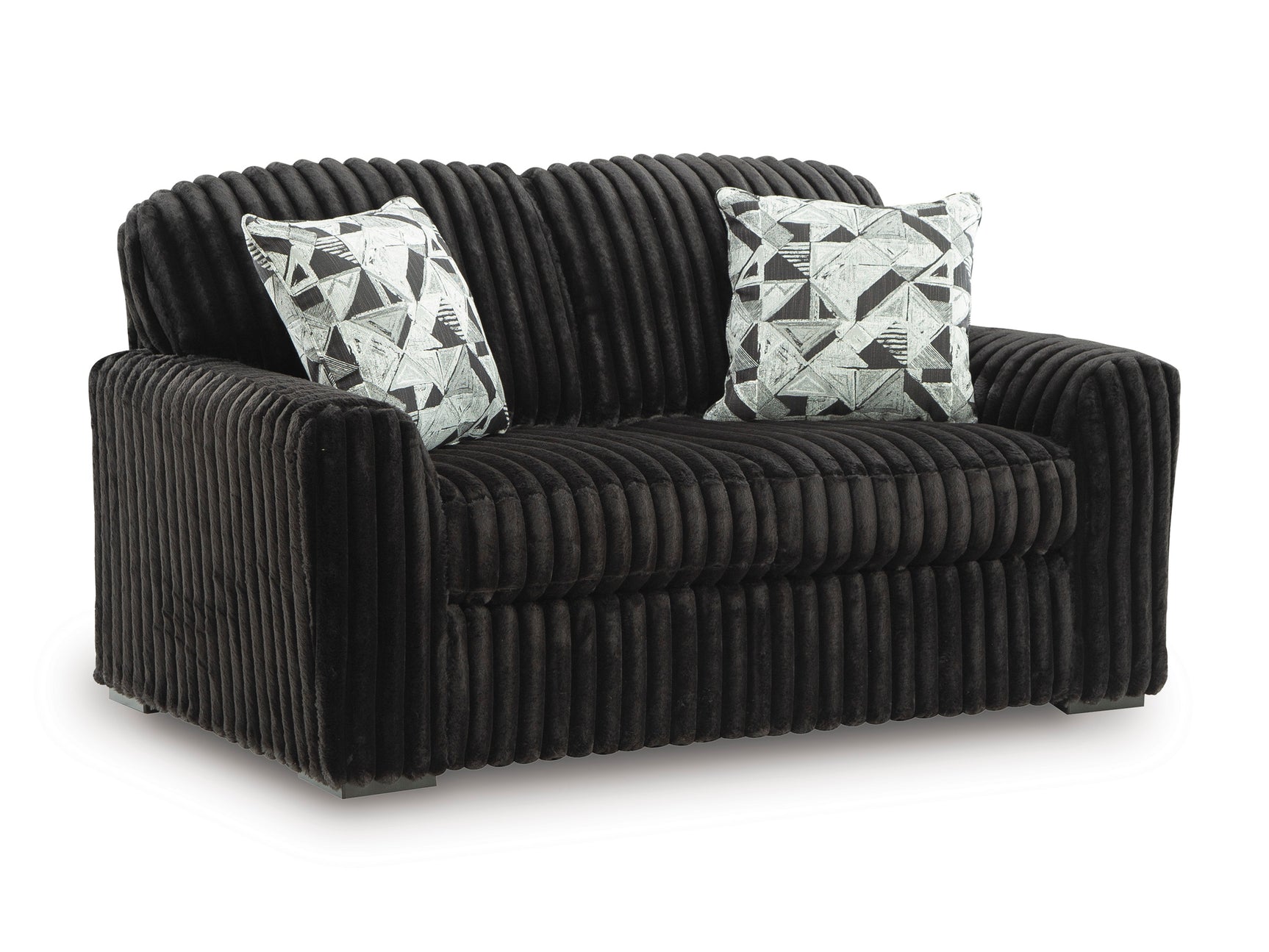 Midnight-Madness Onyx Corduroy Sofa and Loveseat Living Room Set - Ornate Home