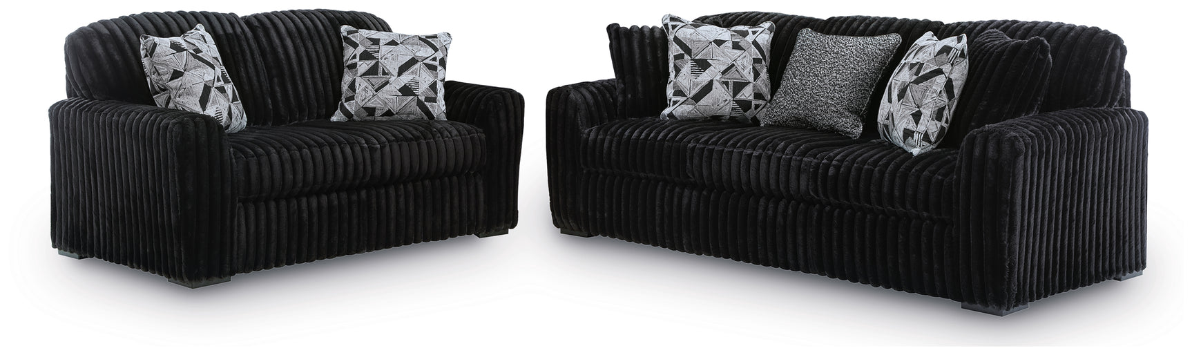 Midnight-Madness Onyx Sofa and Loveseat - Ornate Home