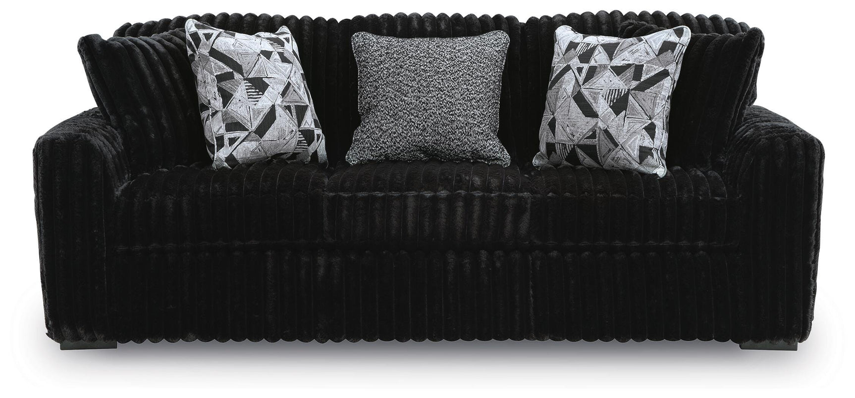 Midnight-Madness Onyx Sofa and Oversized Ottoman - Ornate Home