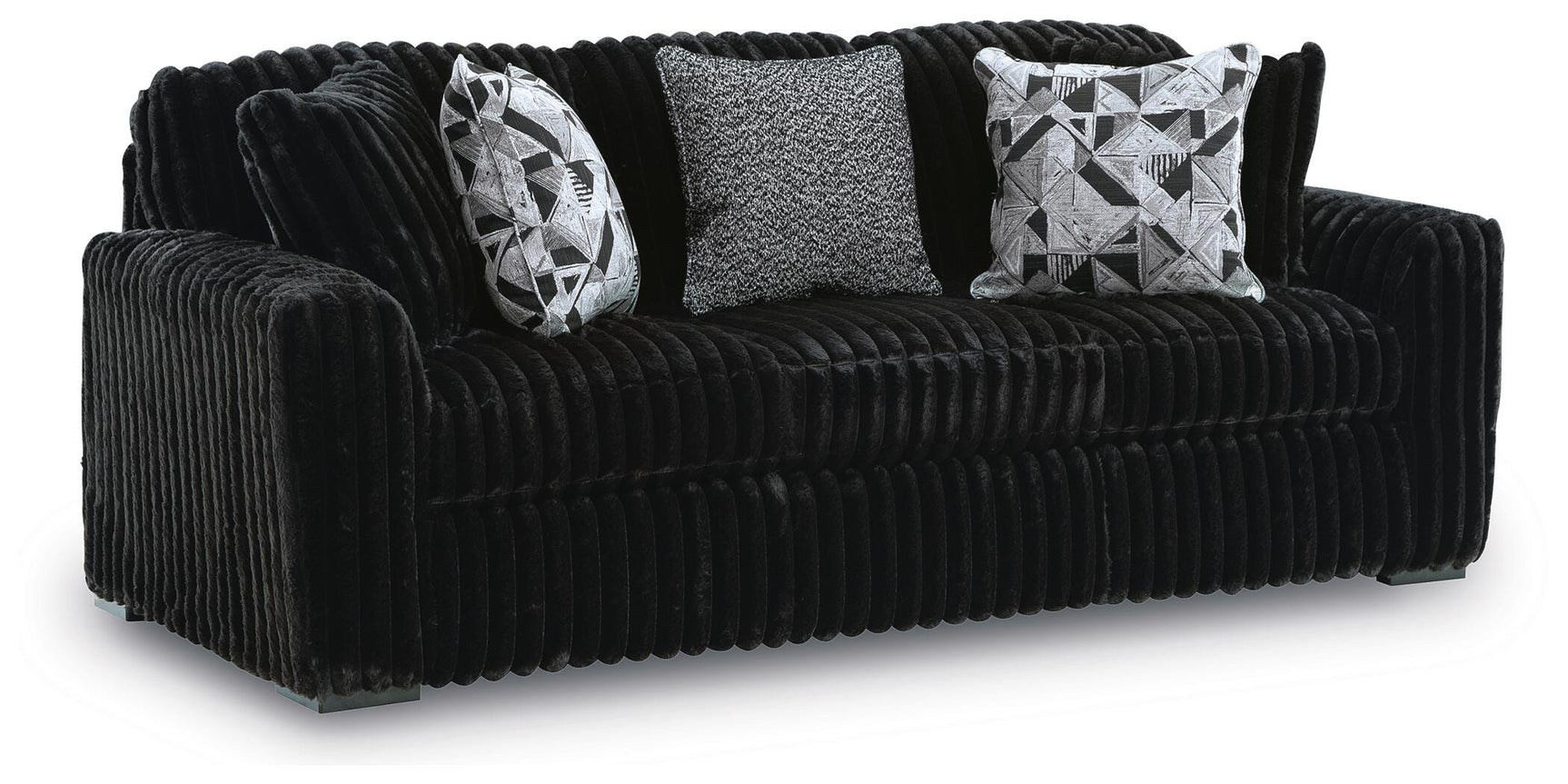 Midnight-Madness Onyx Sofa and Oversized Ottoman - Ornate Home