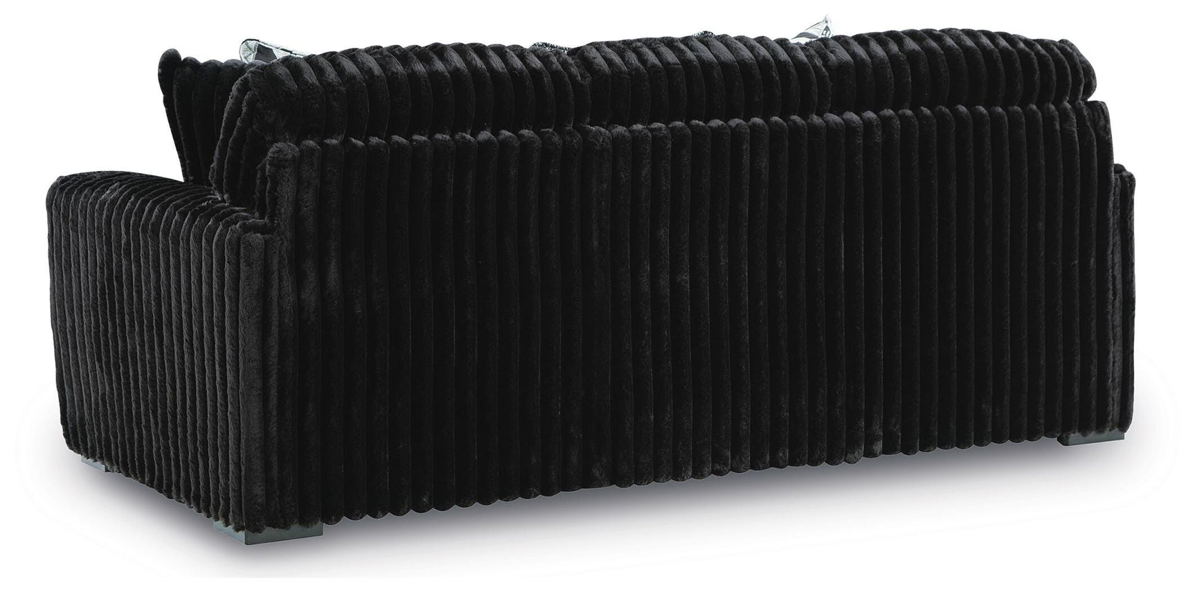 Midnight-Madness Onyx Sofa and Oversized Ottoman - Ornate Home