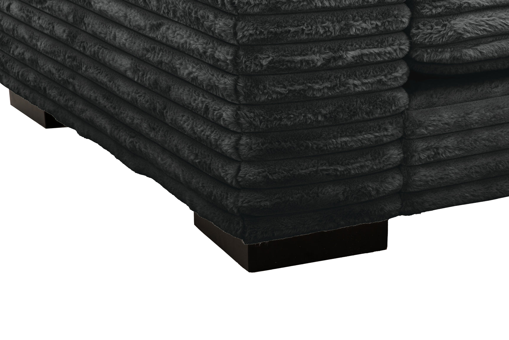 Midnight-Madness ll Black Jumbo Corduroy 2pc Reversible Sectional Sofa w/ Dual Cupholders & USB Ports - Ornate Home