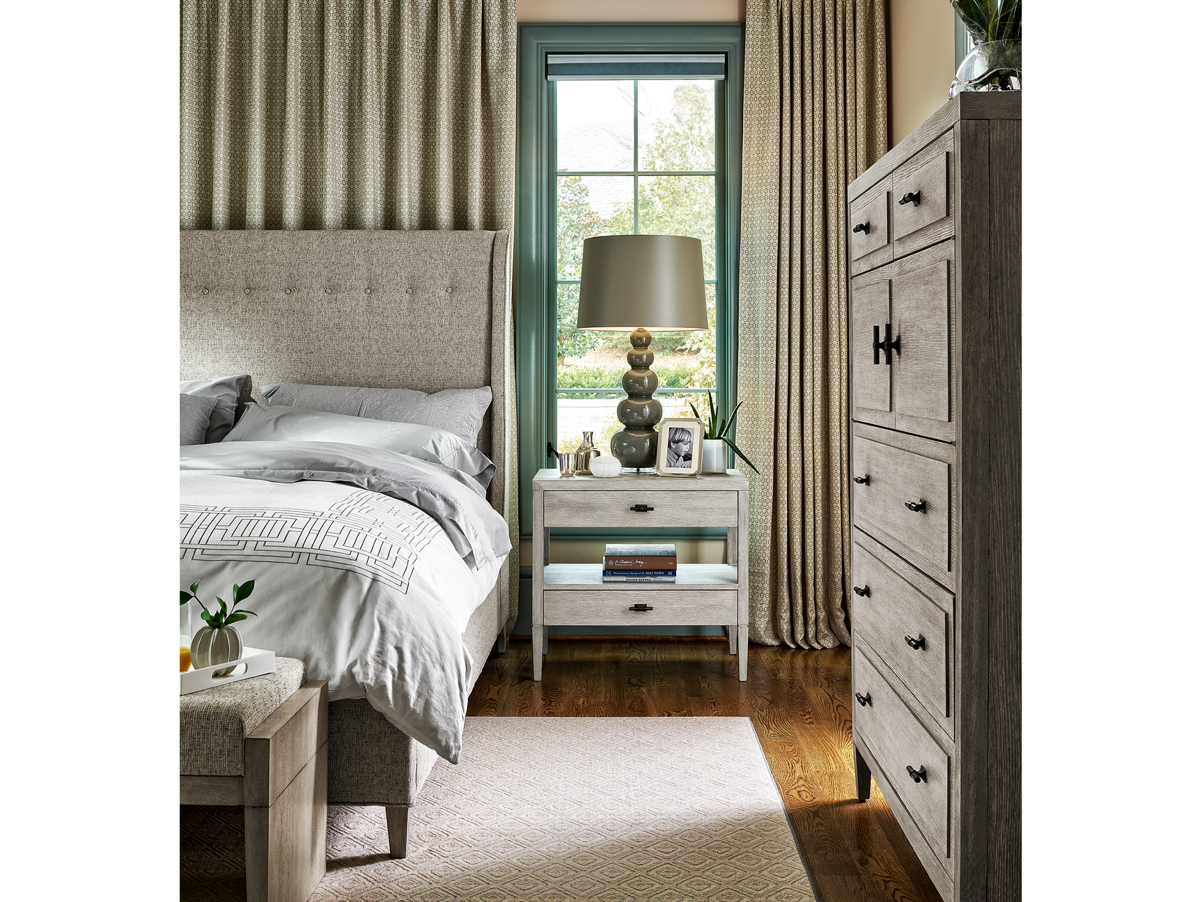 Midtown Beige/Matte Black Nightstand - Ornate Home